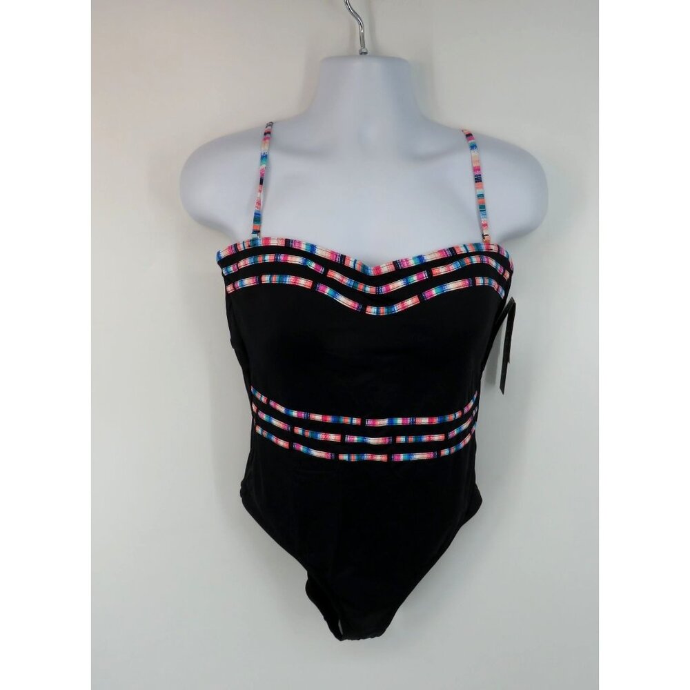 La Blanca Women's Black One-Piece Swimsuit 16 Tummy Control NWT $130